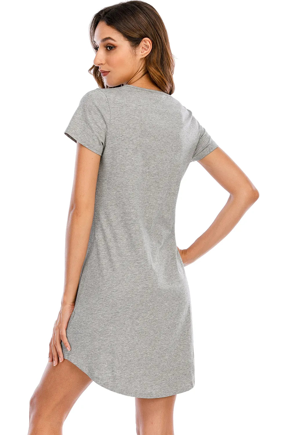 Graphic Round Neck Short Sleeve Lounge Dress - E-Esther Clothing Store