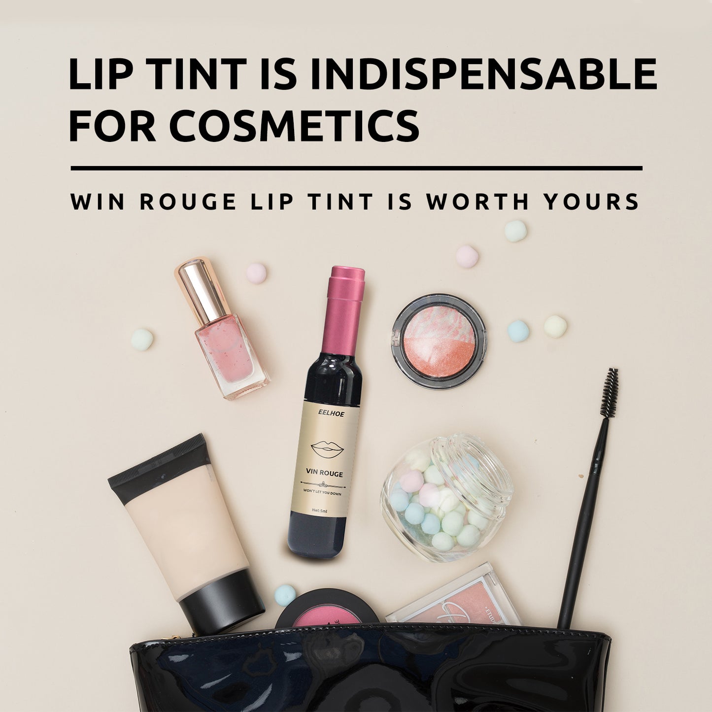Vin Rouge Lip Tint, Non-Stick Cup Color Development Portable Waterproof Non-Fading Moisturizing Red Wine Bottle Lip Glaze - E-Esther Clothing Store