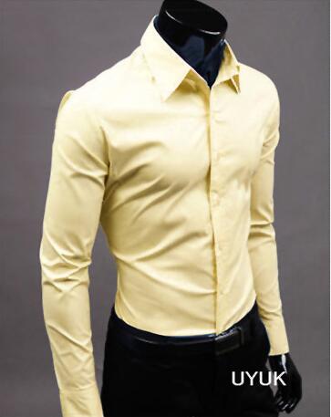 Men Shirt Long Sleeve Fashion Mens Casual Shirts Cotton Solid Color Business Slim Fit Social Camisas Masculina - E-Esther Clothing Store