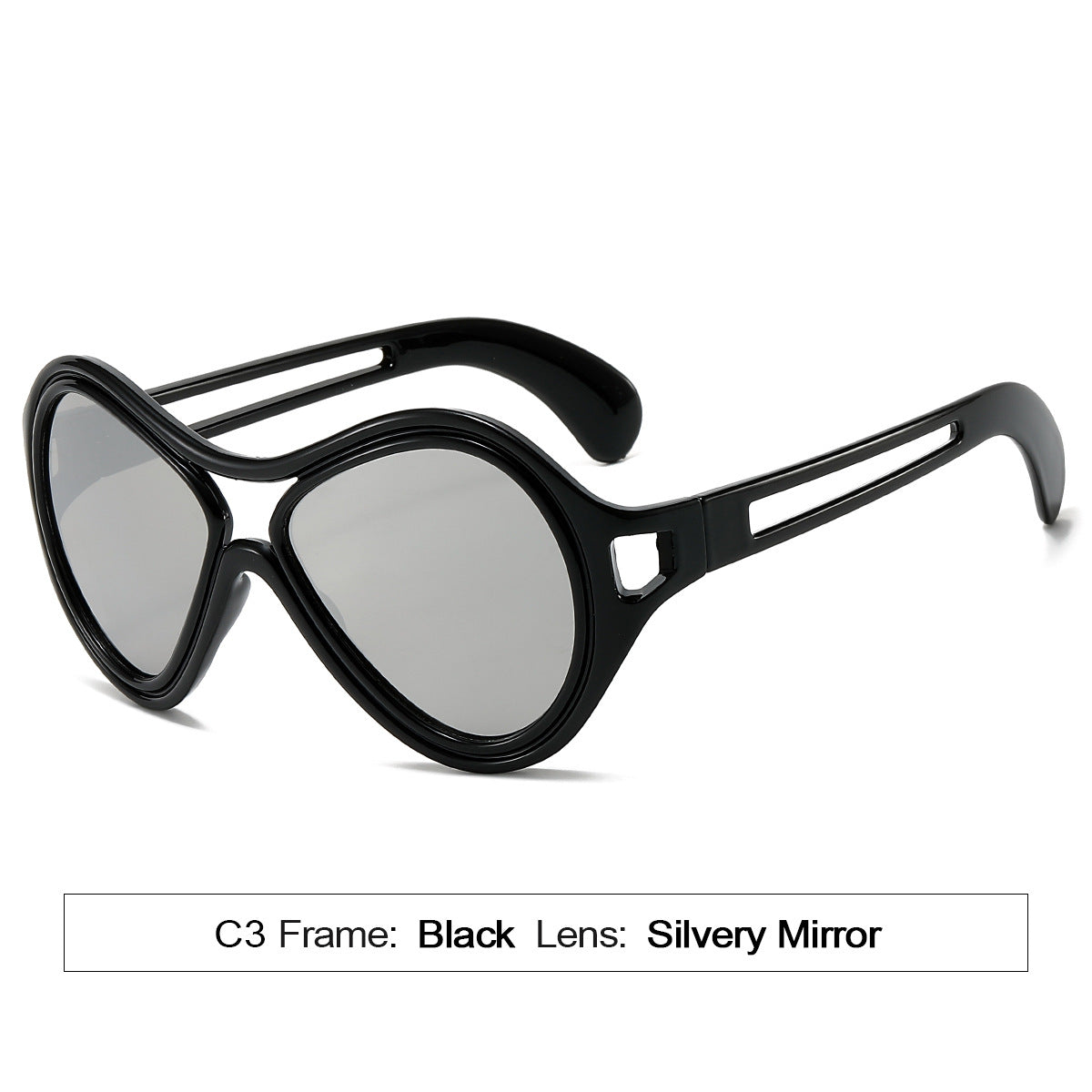 New European and American Sunglasses for Women UV400 Fashion Double Beam Round Frame Personalized PC Hollow Sunscreen Sunglasses - E-Esther Clothing Store