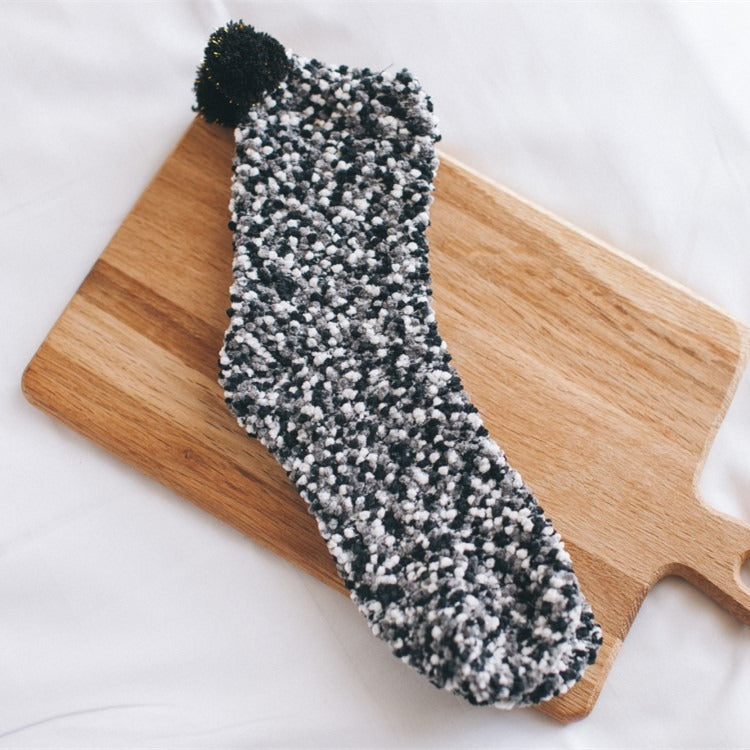 Personalized Coral Wool Socks Medium Tube Socks Cake Socks Thickened Warm Home Floor Towels Sleep Socks - E-Esther Clothing Store