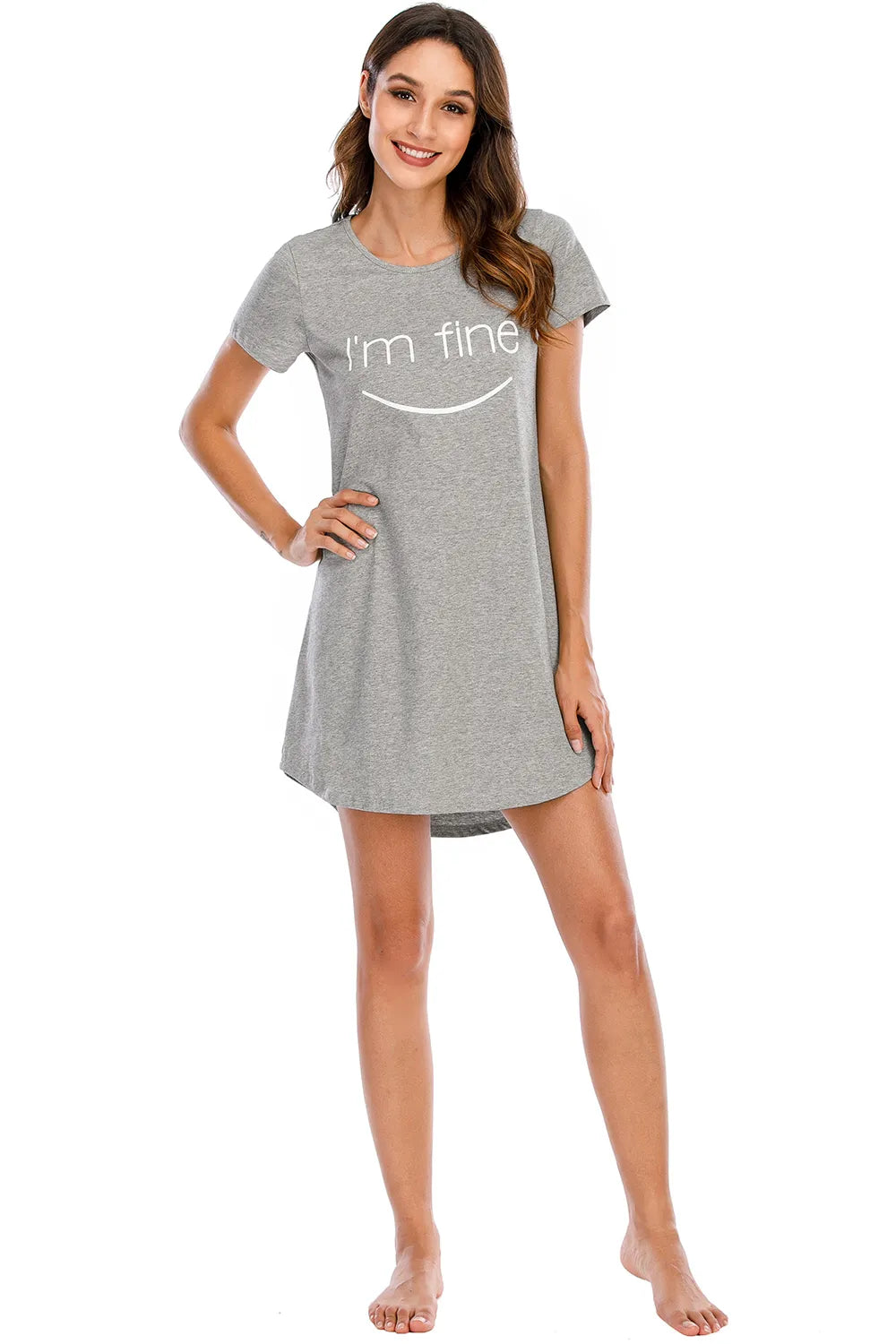 Graphic Round Neck Short Sleeve Lounge Dress - E-Esther Clothing Store