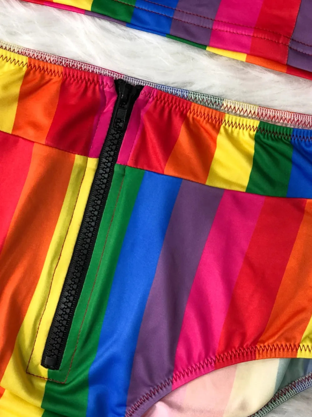 Contrast Half Zip Top and Brief Swim Set - E-Esther Clothing Store