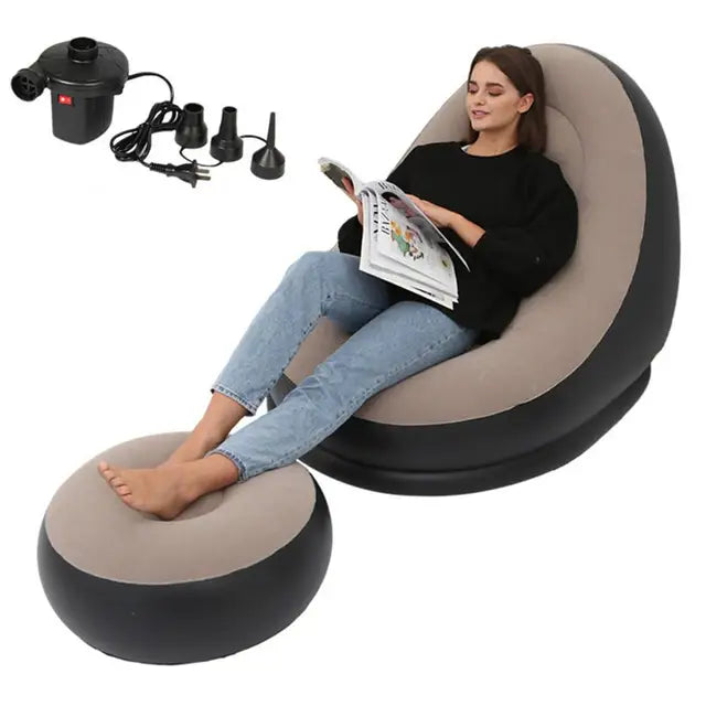Inflatable Air Mattress Lazy Sofa Deck Chair Comfortable Leg Stool Rest Single Beanbag for home and Outdoor Use - E-Esther Clothing Store