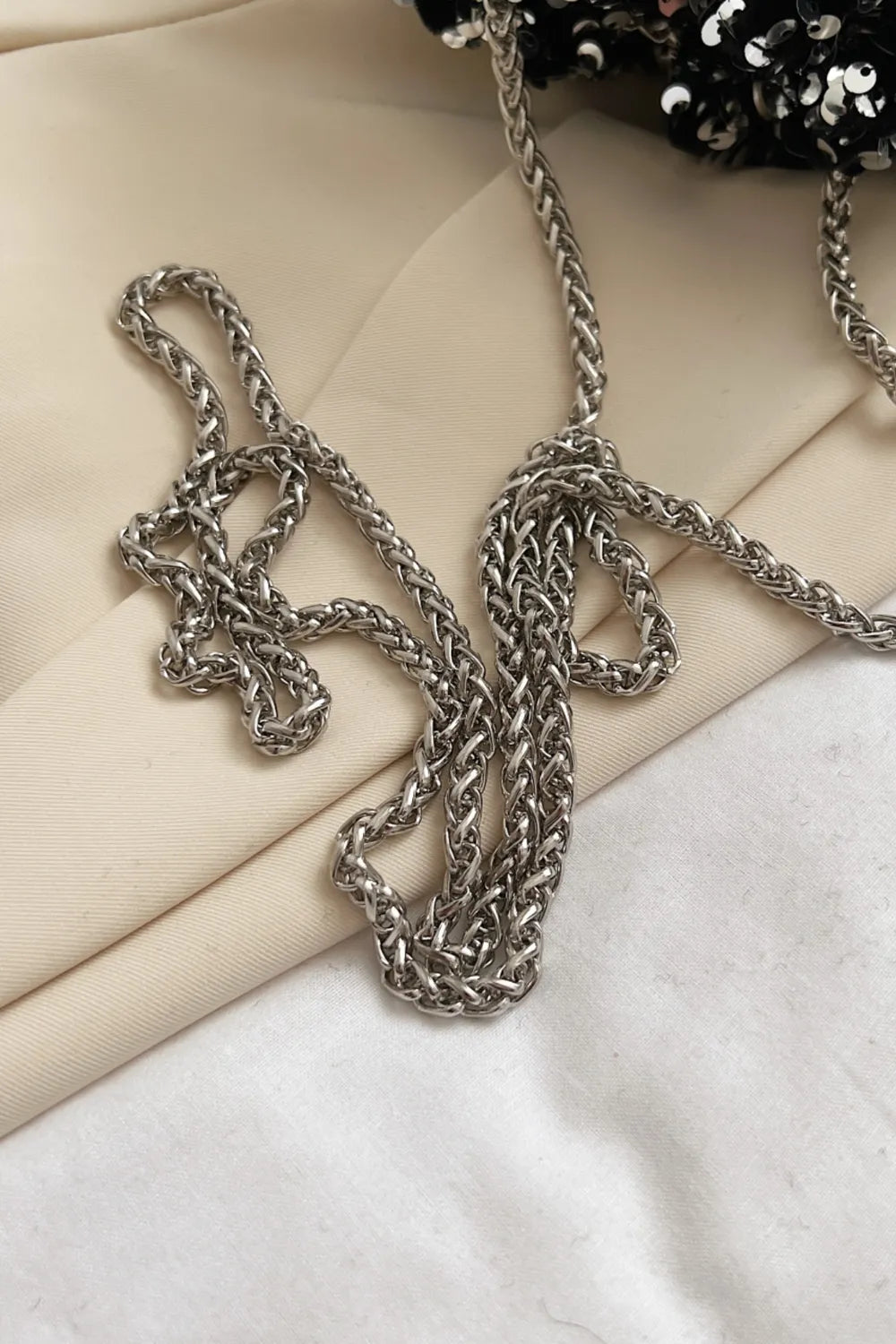 Sequin Chain Drawstring Bucket Bag - E-Esther Clothing Store
