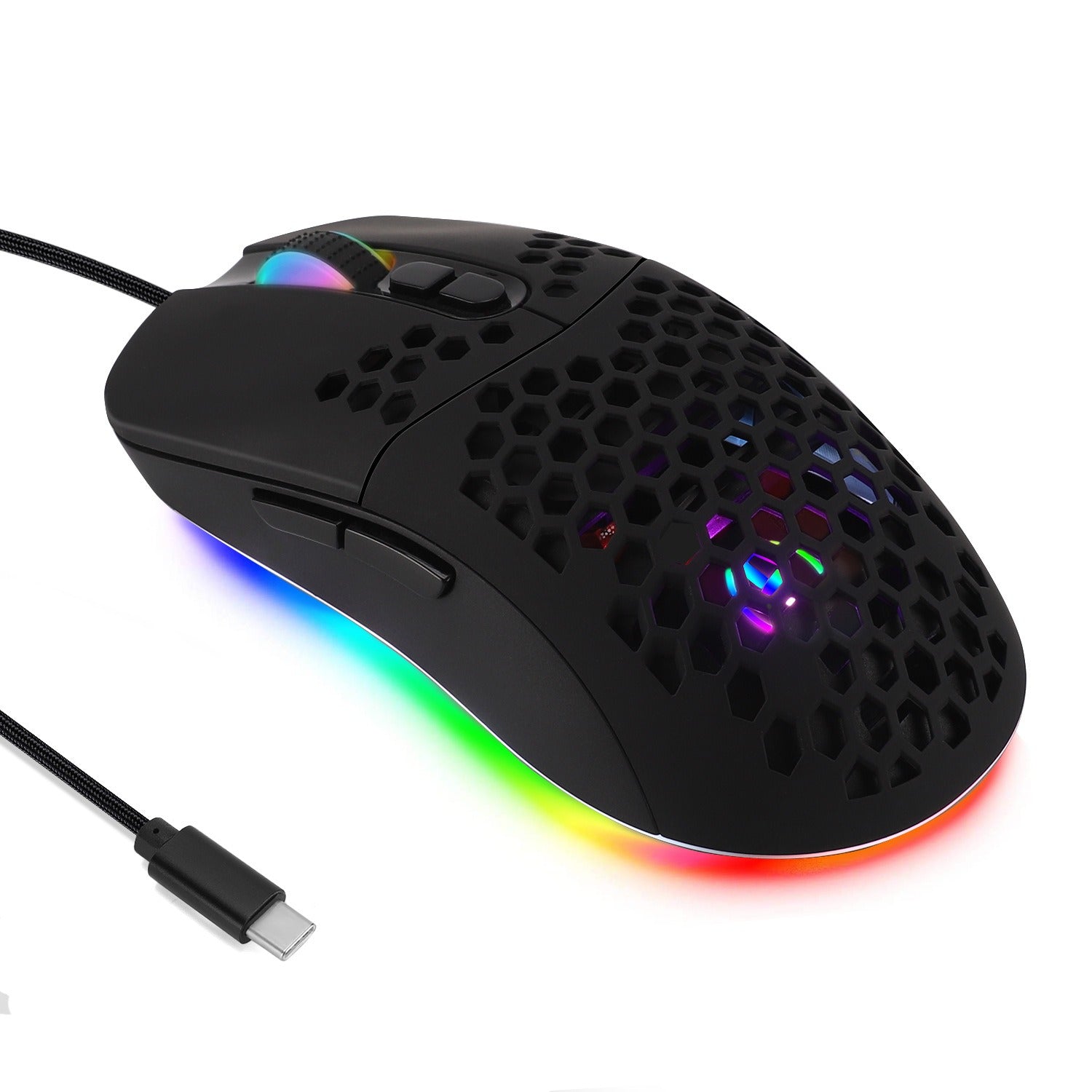 Cave mouse USB-C luminous RGB wired macro programming game mouse with 6 keys to turn off lights - E-Esther Clothing Store