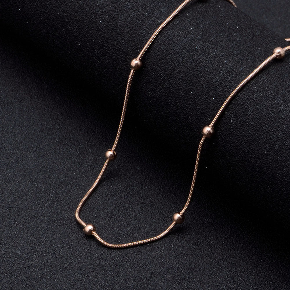 Fashion stainless steel round snake bag bead chain multi-color accessory chain necklace collarbone chain - E-Esther Clothing Store