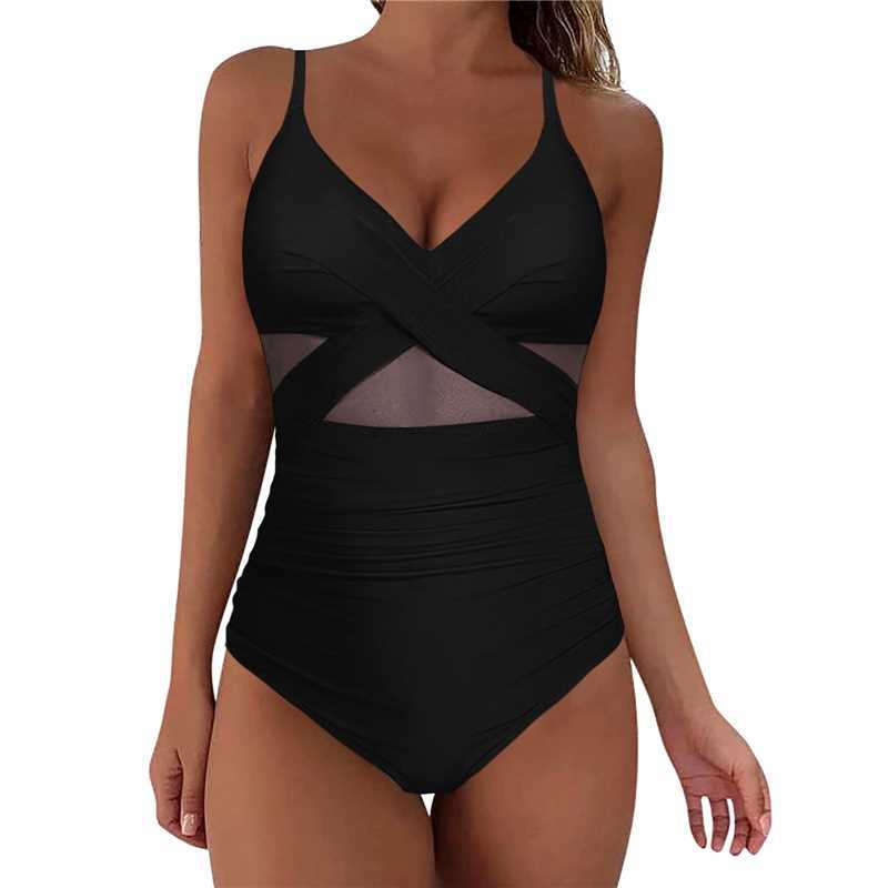 Slimming and meat blocking one-piece swimsuit for women new mesh splicing backless swimsuit - E-Esther Clothing Store