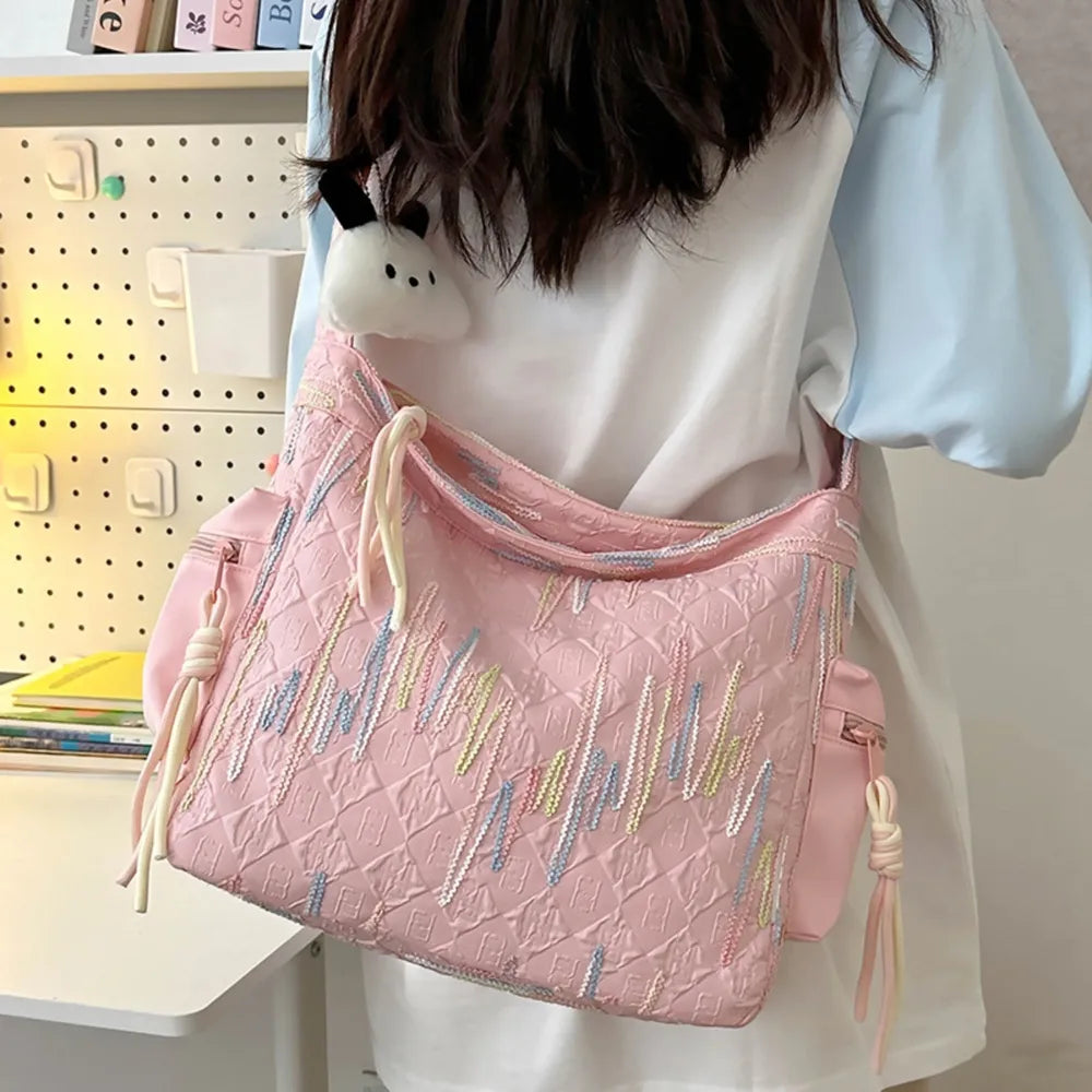 Contrast Texture Shoulder Bag - E-Esther Clothing Store