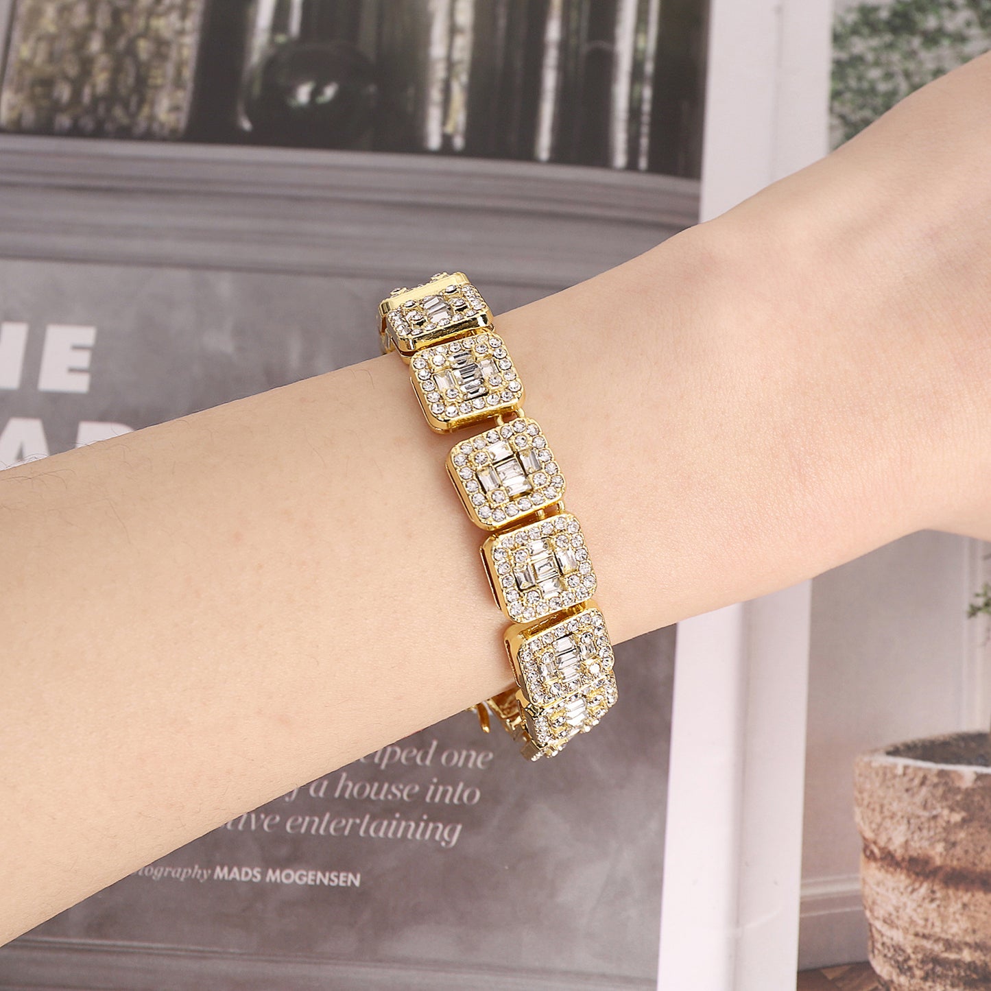 Cuban chain fashion new product square rock sugar chain 13mm necklace bracelet niche hip-hop jewelry accessories - E-Esther Clothing Store