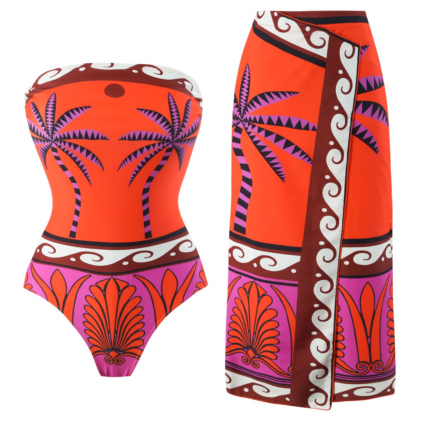 Two piece hot spring swimsuit women's strapless swimsuit - E-Esther Clothing Store
