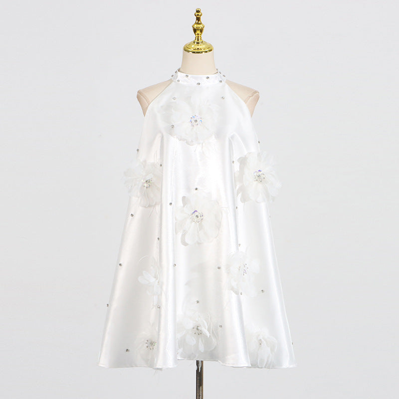 European and American socialite style dress with floral sophistication A-line short skirt for women - E-Esther Clothing Store