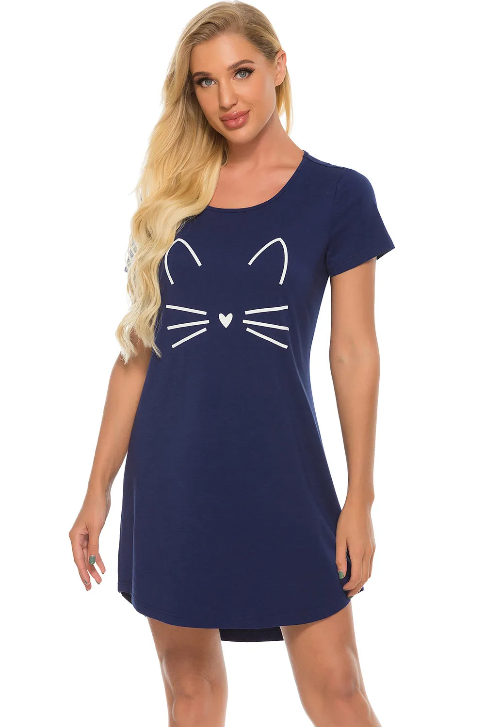 Graphic Round Neck Short Sleeve Lounge Dress - E-Esther Clothing Store