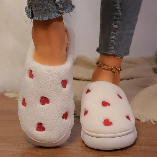 Heart Round Toe Flat Slippers - E-Esther Clothing Store