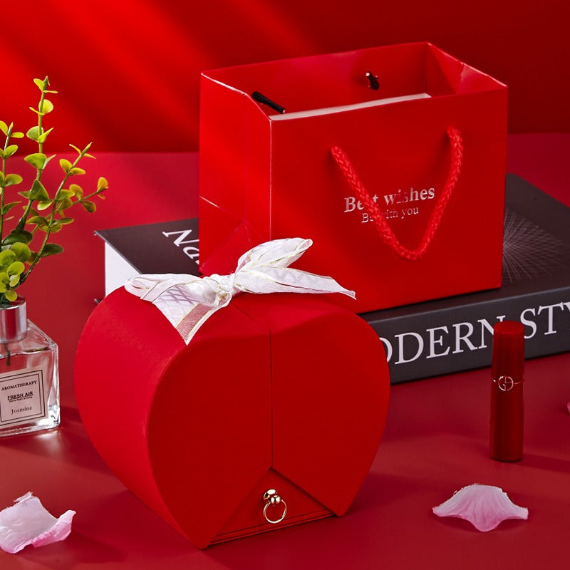 Apple Creative Rose Gift Box Necklace Ring perfume For Friends Valentine's Day Christmas Birthday Gift Box - E-Esther Clothing Store