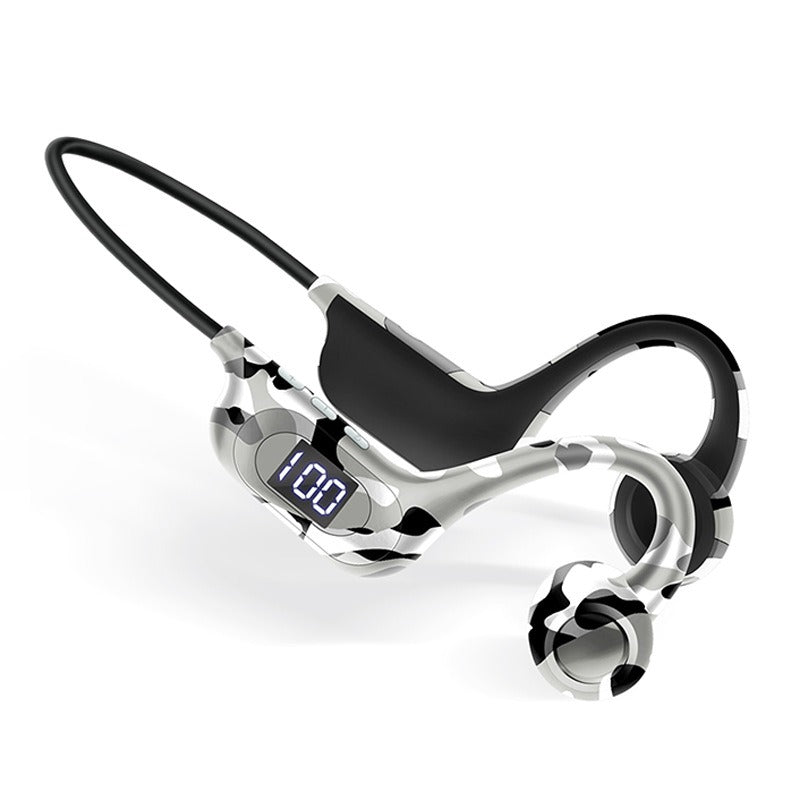 AKZ-G9 Graffiti Bone Conduction Wireless Bluetooth Earphones Insert Card Digital Display Hanging Ear Wireless Earphones - E-Esther Clothing Store