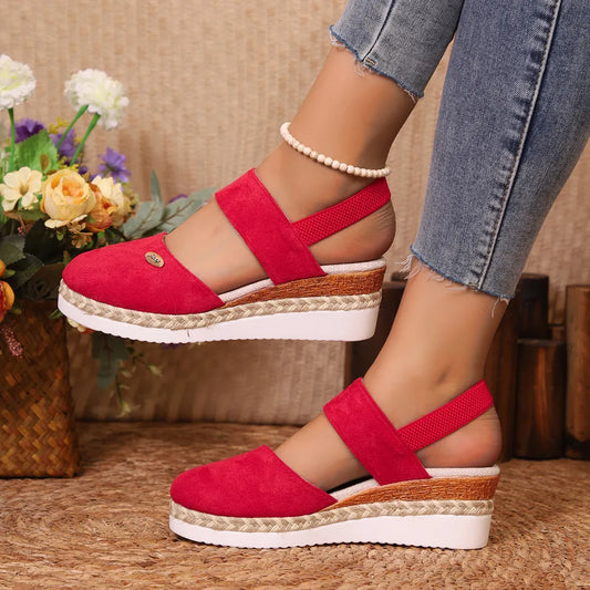 Round Toe Wedge Sandals - E-Esther Clothing Store