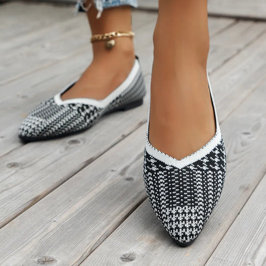 Point Toe Mesh Flat Slip-Ons - E-Esther Clothing Store