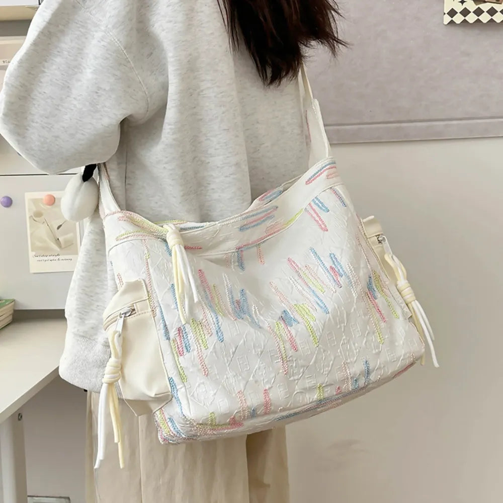 Contrast Texture Shoulder Bag - E-Esther Clothing Store