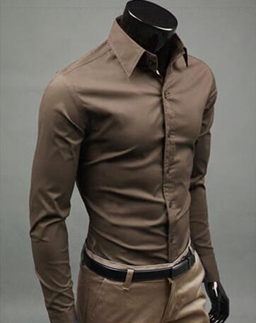 Men Shirt Long Sleeve Fashion Mens Casual Shirts Cotton Solid Color Business Slim Fit Social Camisas Masculina - E-Esther Clothing Store