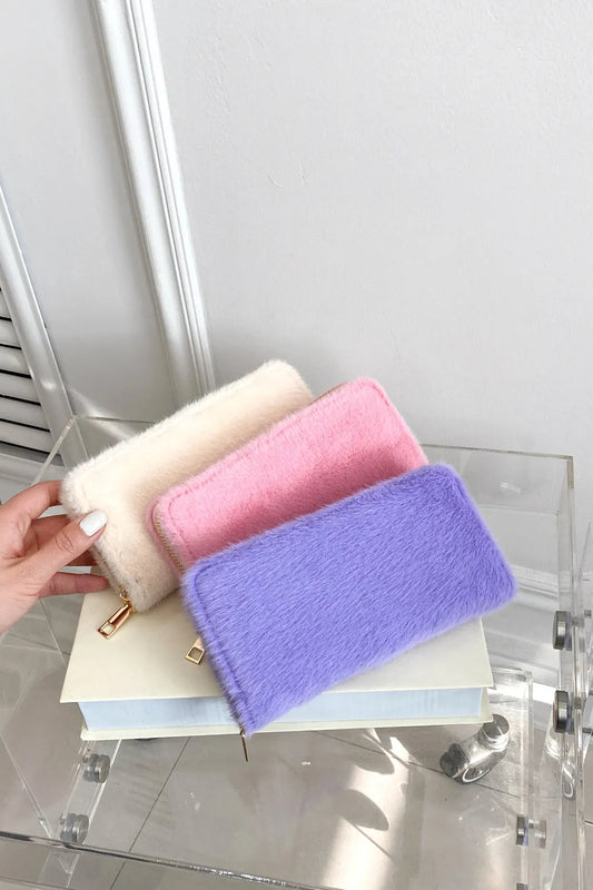Solid Color Fluff Rectangle Wallet - E-Esther Clothing Store