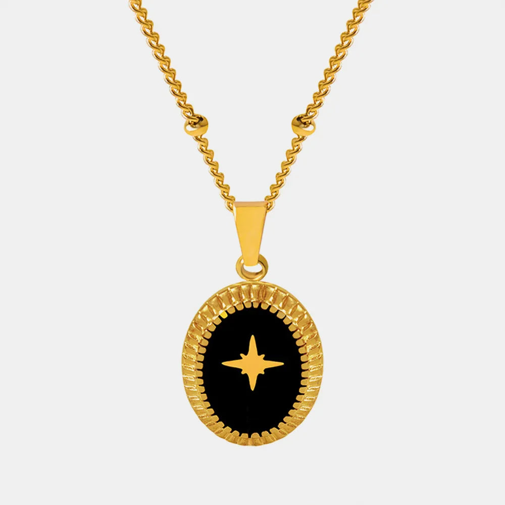 Geometric Jewelry Dripping Oil Star Elliptical Titanium Steel Pendant Necklace - E-Esther Clothing Store