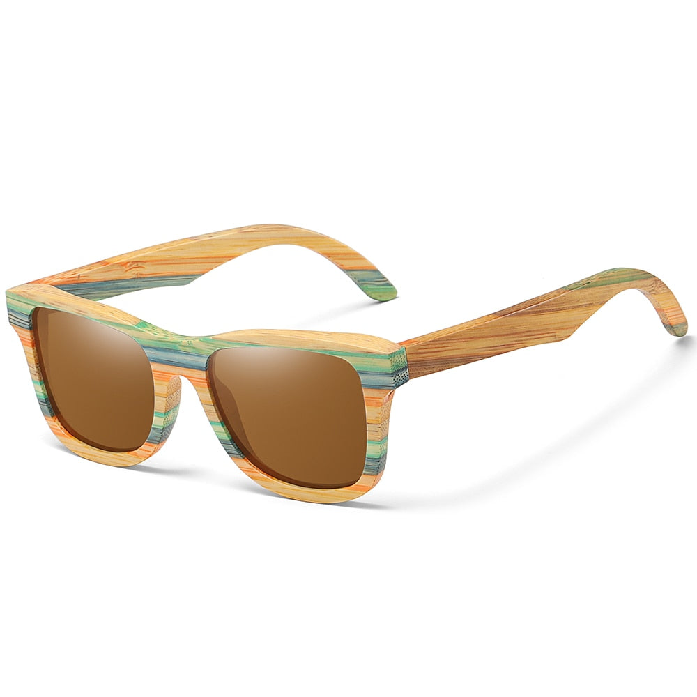 Skateboard Wood Bamboo Sunglasses Polarized for Women Mens New Brand Designer Wooden Sun Glasses UV Protection Lens - E-Esther Clothing Store