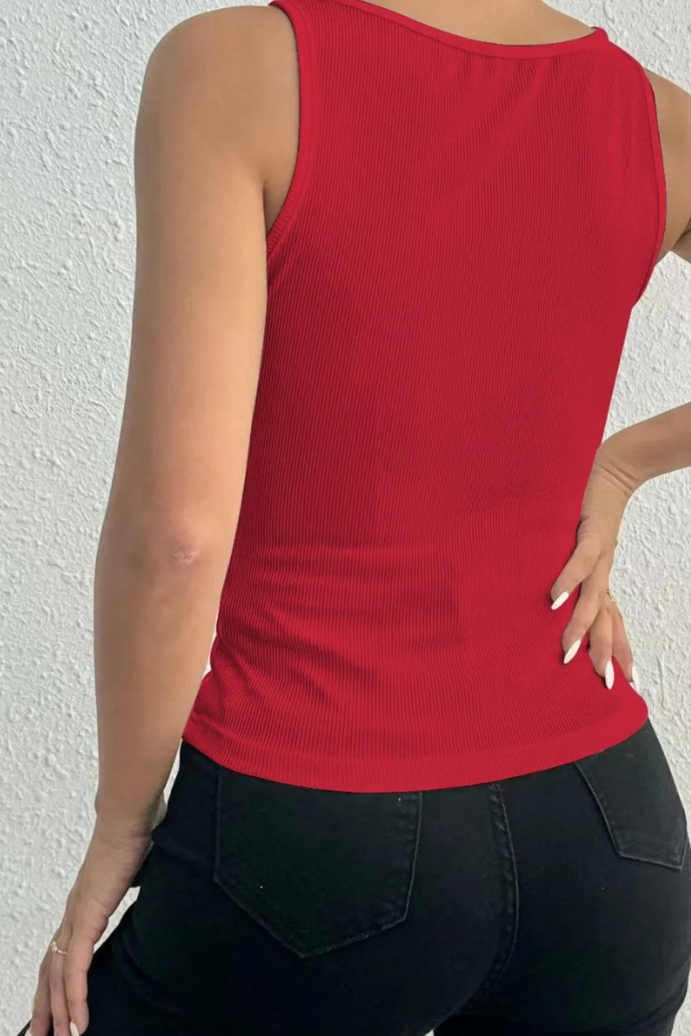 Square collar solid color knitted lace vest - E-Esther Clothing Store