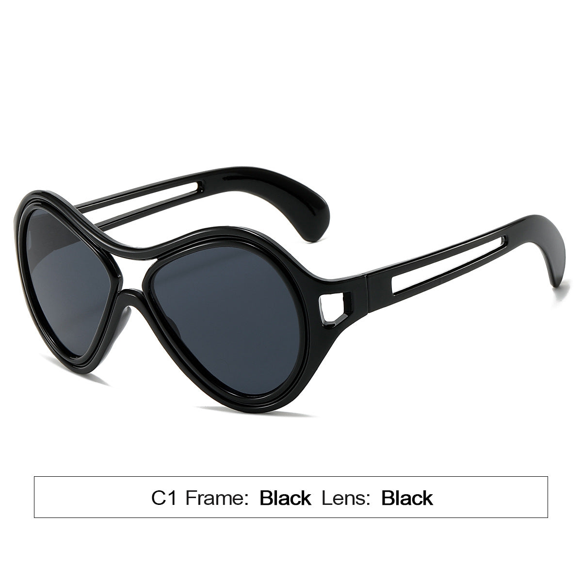 New European and American Sunglasses for Women UV400 Fashion Double Beam Round Frame Personalized PC Hollow Sunscreen Sunglasses - E-Esther Clothing Store