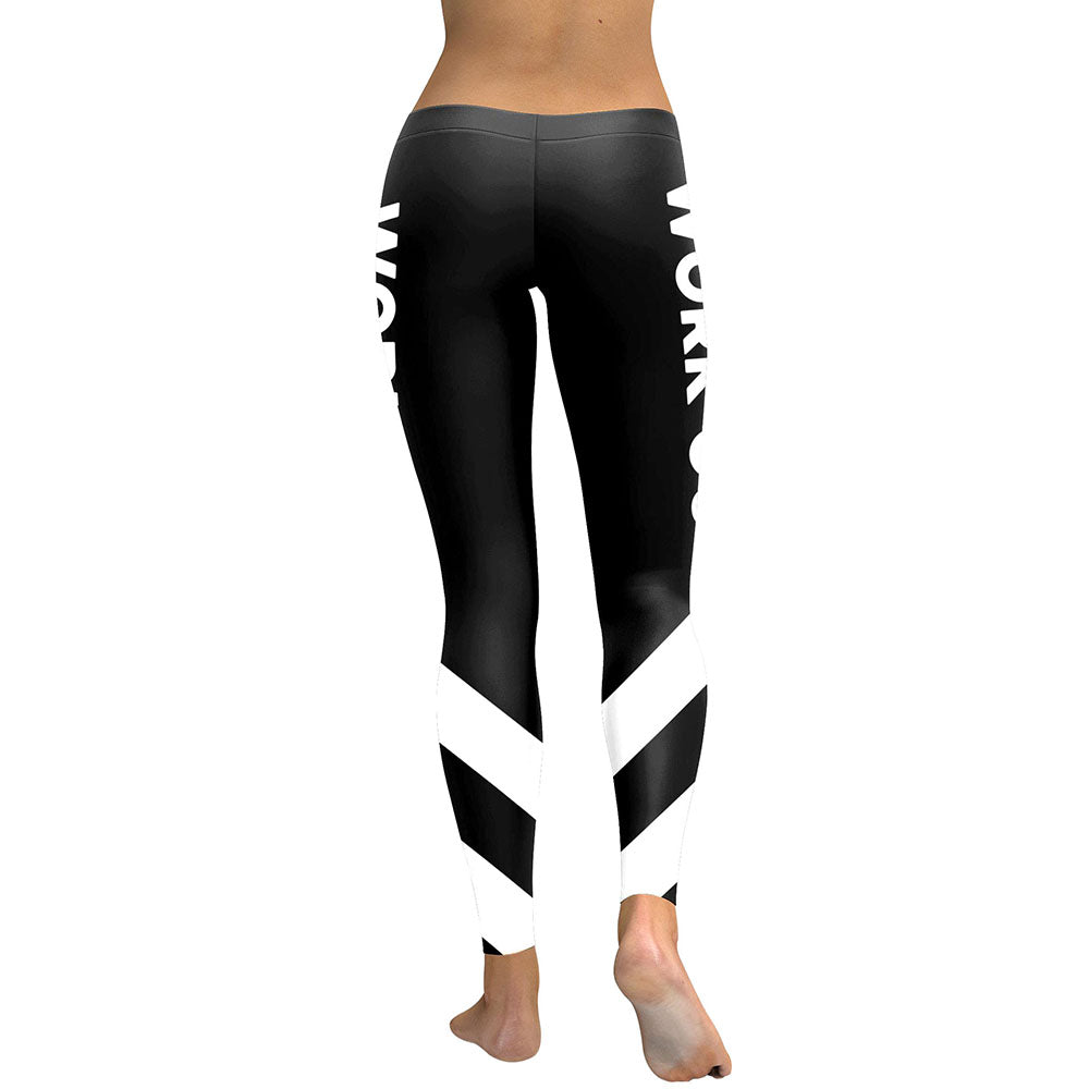 Slim New Striped Women Leggings Workout Digital Print Fitness High Waist Leggin Black White Patchwork Legging Pant - E-Esther Clothing Store