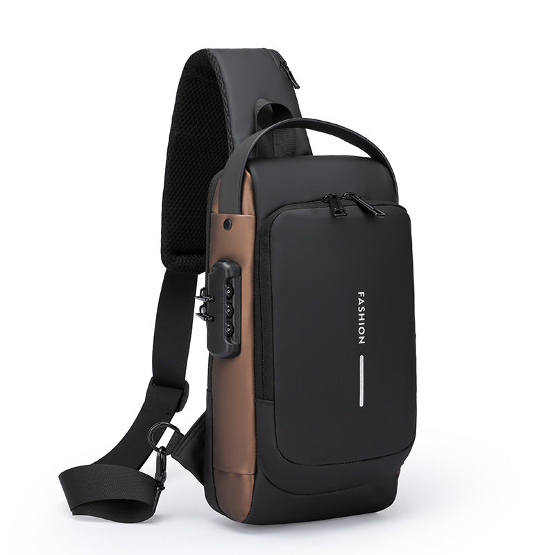 Motorcycle bag password anti-theft chest bag men's shoulder bag large capacity casual men's bag multifunctional crossbody bag - E-Esther Clothing Store