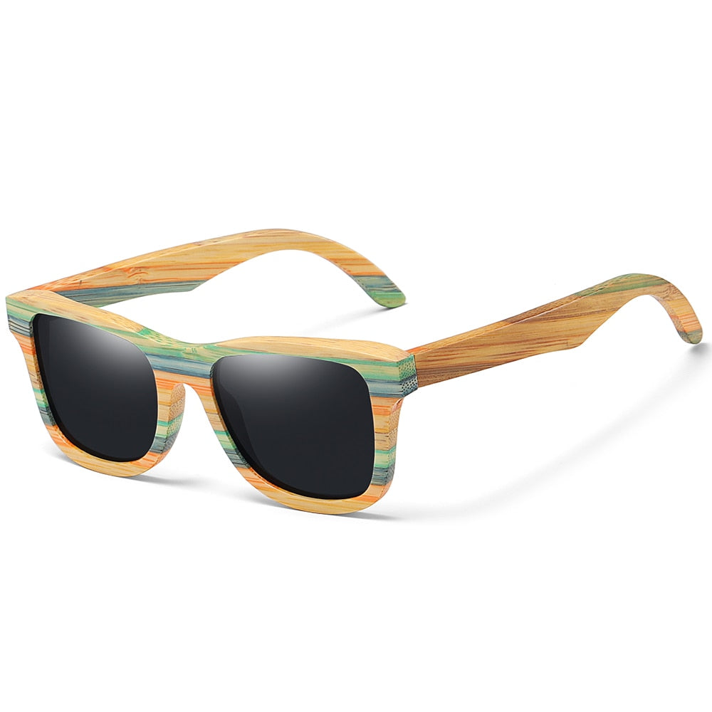 Skateboard Wood Bamboo Sunglasses Polarized for Women Mens New Brand Designer Wooden Sun Glasses UV Protection Lens - E-Esther Clothing Store