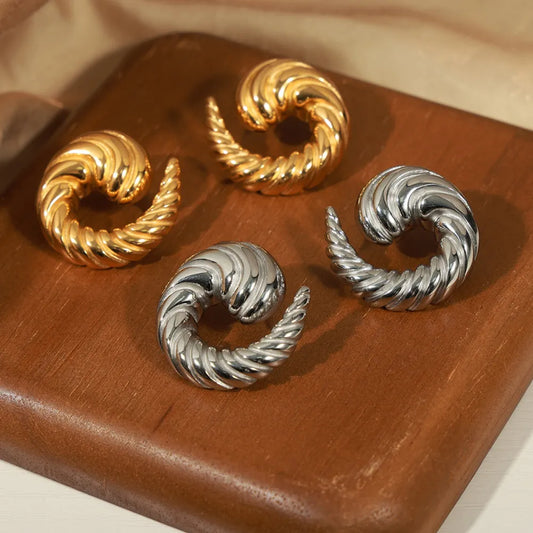 Titanium Steel Spiral Shape Stud Earrings - E-Esther Clothing Store