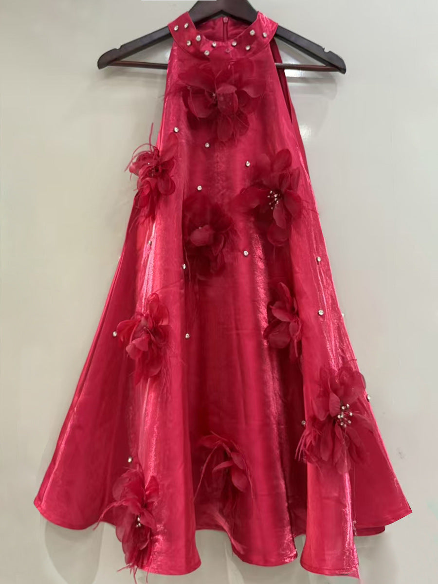 European and American socialite style dress with floral sophistication A-line short skirt for women - E-Esther Clothing Store