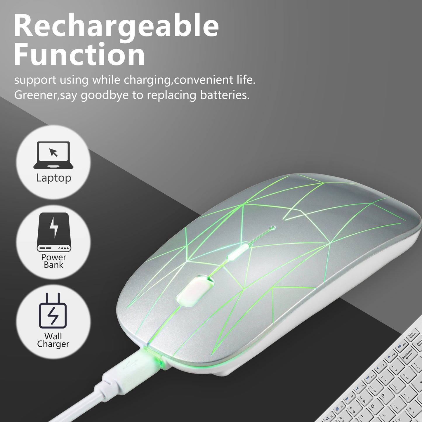 Suitable for Microsoft Surface Light up Silent Type c+USB Dual Interface Mouse Wireless Mouse