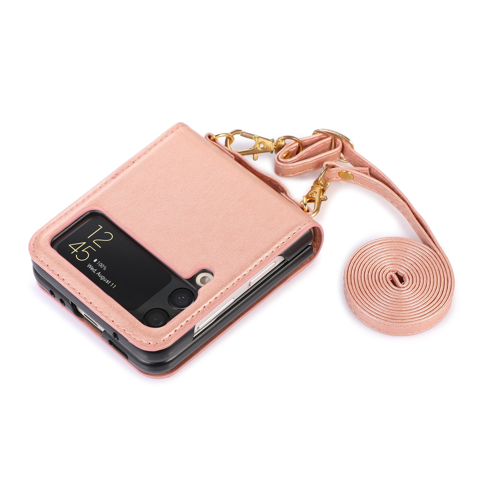 New Samsung Z Flip5 Folding Screen Phone Case with Diagonal Span Galaxy Z Flip4 Card Insertion Protective Cover - E-Esther Clothing Store