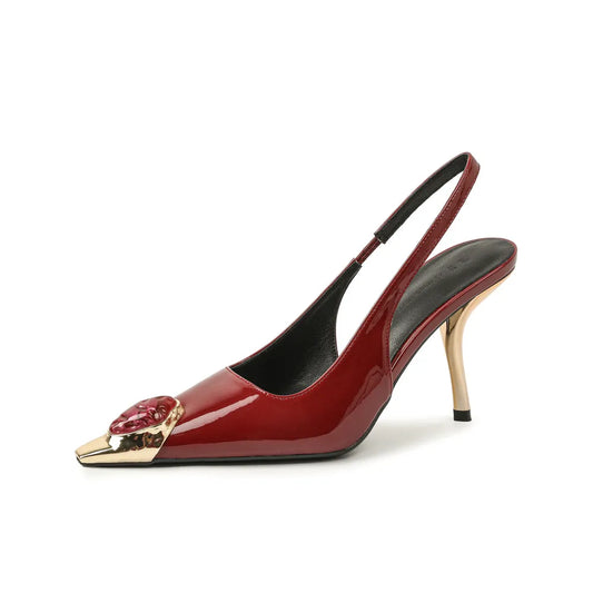 Point Toe Stiletto Slingback Pumps - E-Esther Clothing Store