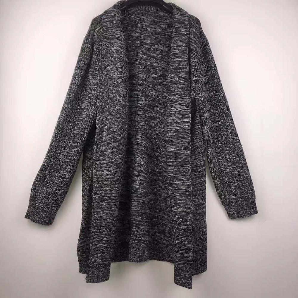 Knitted Cardigan Sweater Men Autumn Mens Long Sweater Jacket Casual Slim Fit Trench Knitwear Sweaters Streetwear Tops Gray - E-Esther Clothing Store