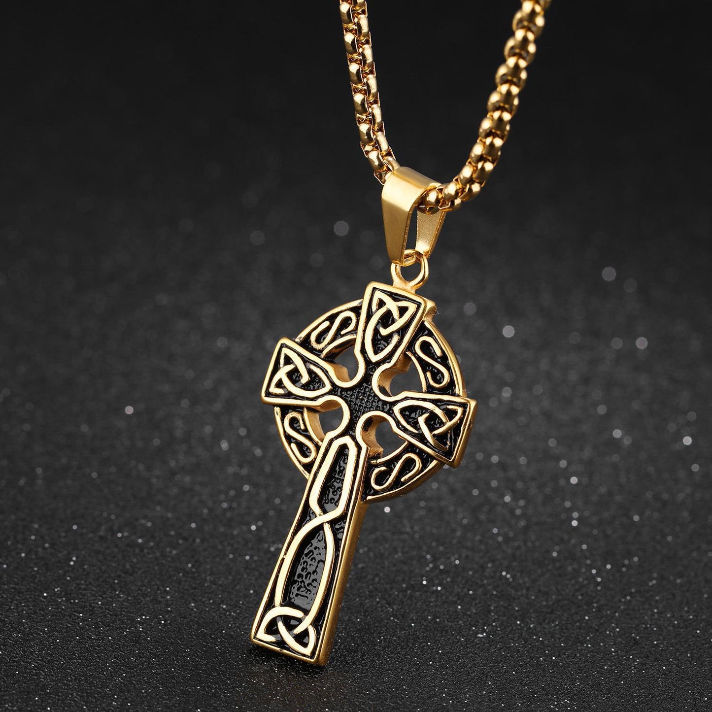 Spiral Cross Pearl Chain Necklace Titanium Steel Retro Pendant - E-Esther Clothing Store