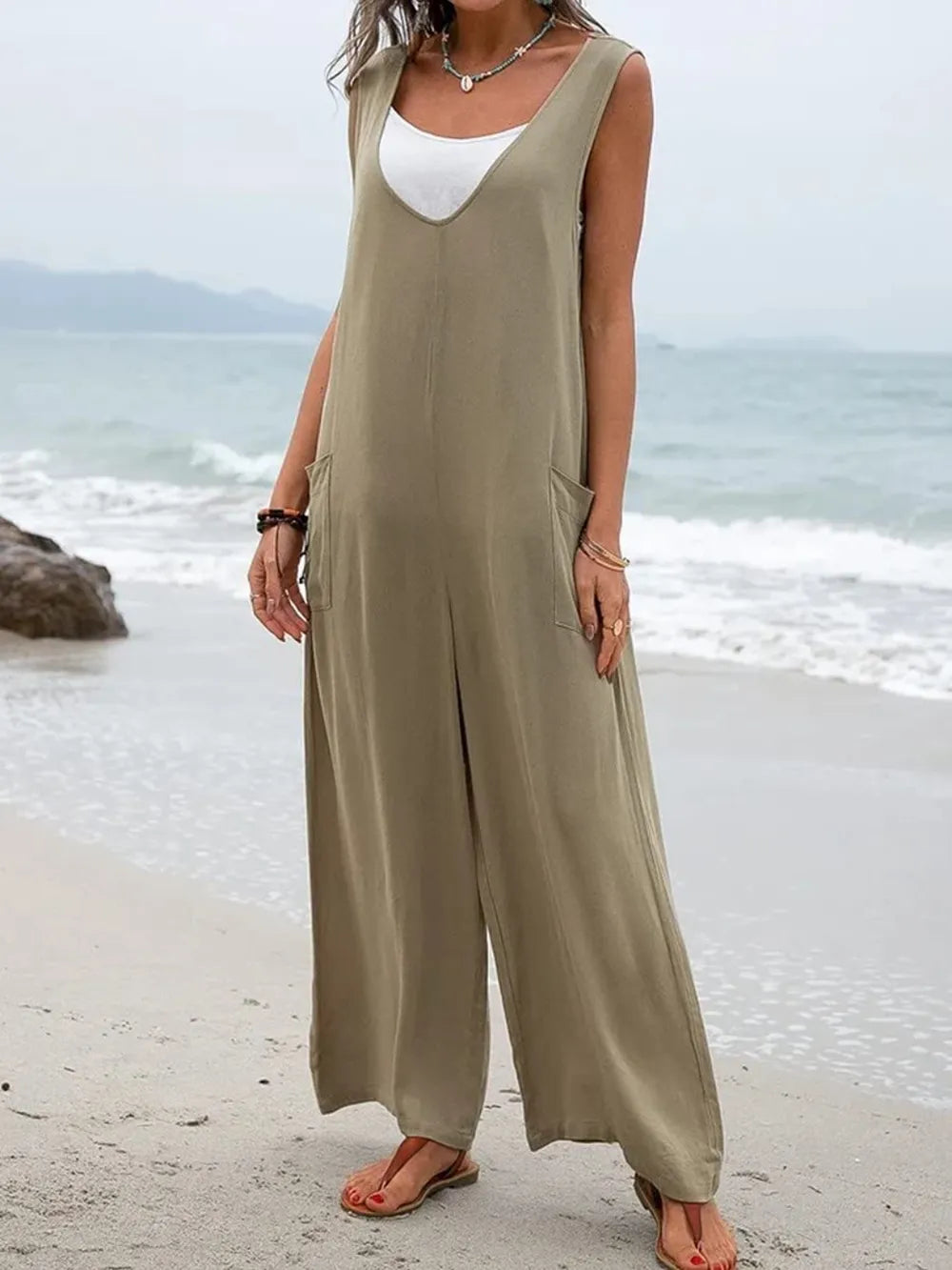 Spring and summer style women's jumpsuit sleeveless women's jumpsuit - E-Esther Clothing Store