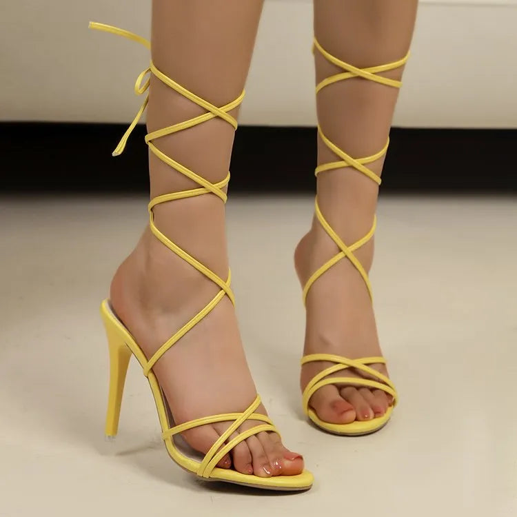Cross Strap Stiletto Sandals - E-Esther Clothing Store