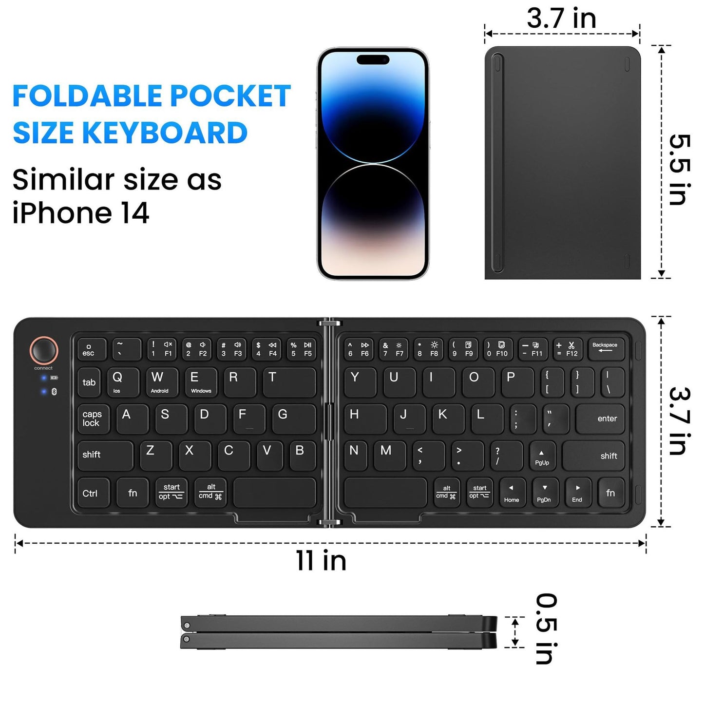 Ultra slim folding portable charging dual-mode Bluetooth keyboard with one click connection - E-Esther Clothing Store