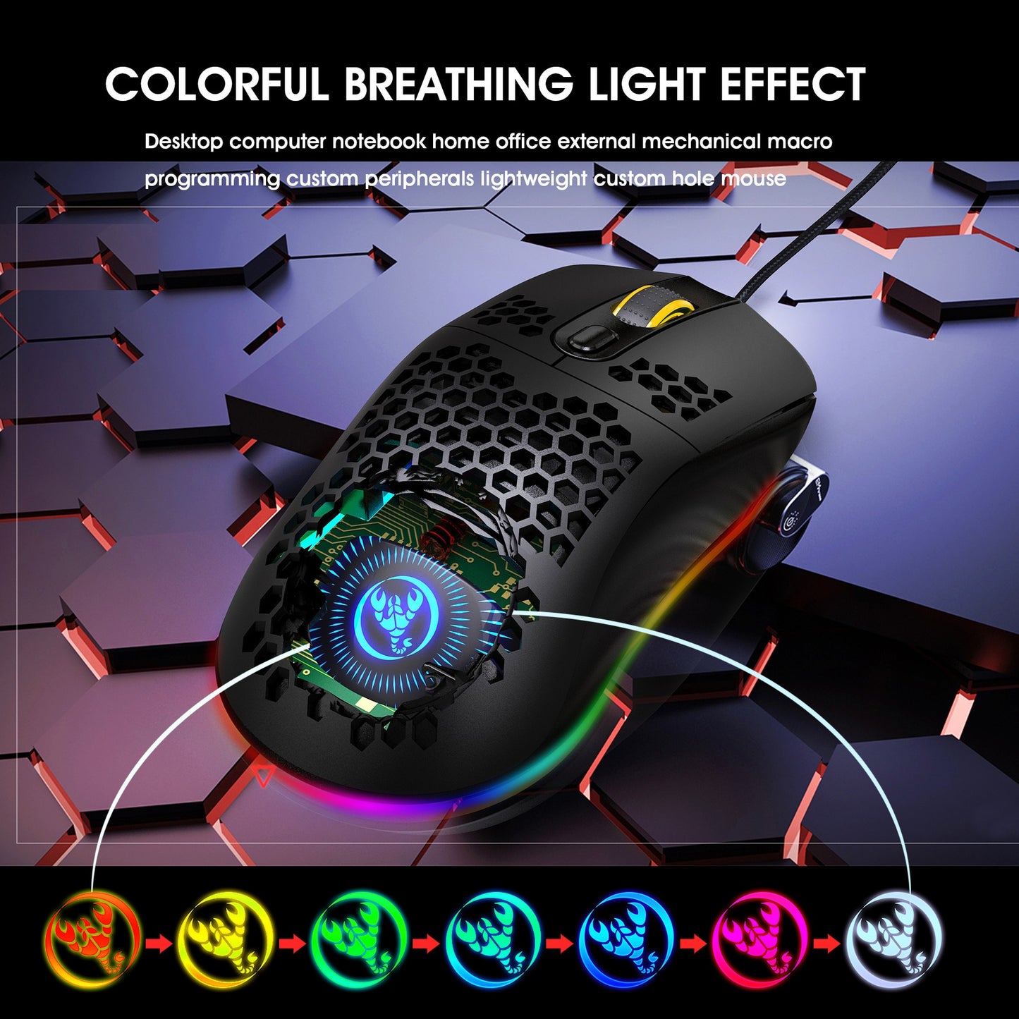 Hollow hole mouse RGB gaming luminous computer office mouse - E-Esther Clothing Store