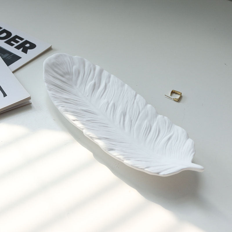Gypsum feather decoration storage tray decoration necklace accessories cosmetics perfume photography posing props - E-Esther Clothing Store