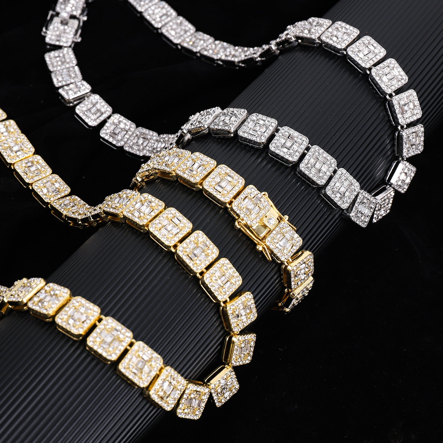 Cuban chain fashion new product square rock sugar chain 13mm necklace bracelet niche hip-hop jewelry accessories - E-Esther Clothing Store
