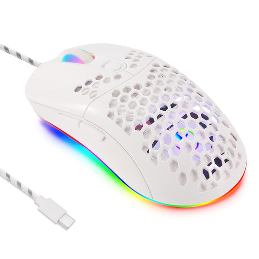 Cave mouse USB-C luminous RGB wired macro programming game mouse with 6 keys to turn off lights - E-Esther Clothing Store