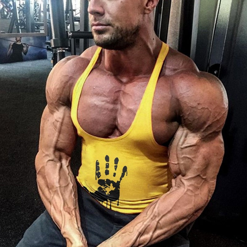 Fitness Tank Top Mens Sports Tank Top Summer Muscle Tank Top Cotton Sweat absorbing Embossed Thin Belt Tank Top - E-Esther Clothing Store