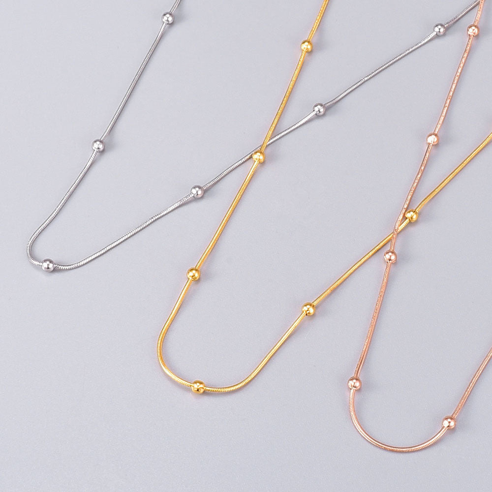 Fashion stainless steel round snake bag bead chain multi-color accessory chain necklace collarbone chain - E-Esther Clothing Store