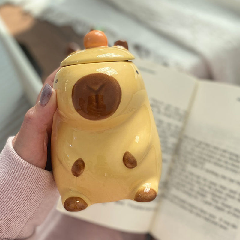 Fun 3D Capybara Mug Pair：3D capybara - designed mugs with handles & lids. A wonderful gift choice for girls. - E-Esther Clothing Store