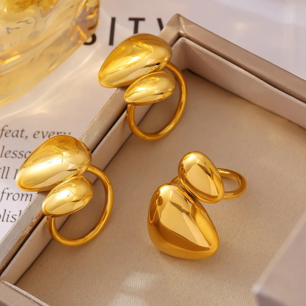 Geometric Irregular Smooth Open Ring Stainless Steel Plated Ring - E-Esther Clothing Store